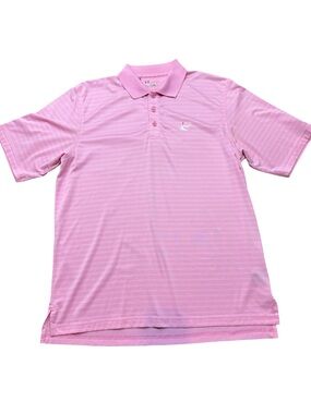 Under Armour Men's Golf Polo Pink Striped Performance SZ L